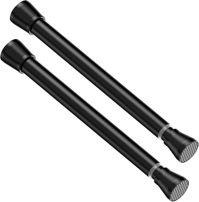 ZipGlo Tension Rod 16 to 26 Inch Adjustable Curtain Rod No Drilling Black Tension Curtain Rod Spring Tension Curtain Rod for Bookshelf Diy Projects Kitchen Cupboard Bathroom Wardrobe 2PCS - Image 1